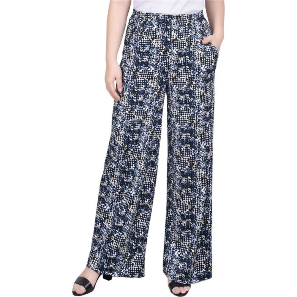 NY Collection Womens Abstract Print Straight Leg Casual Pants, Blue, Petite, ...